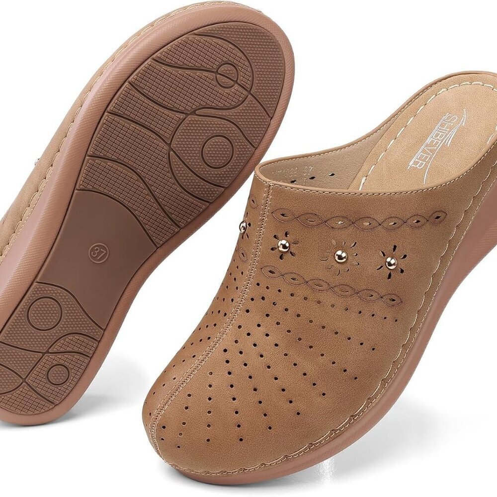Women Clogs Artificial Pu Slip-On Closed Toe Comfortable Support - Picture 2 of 6
